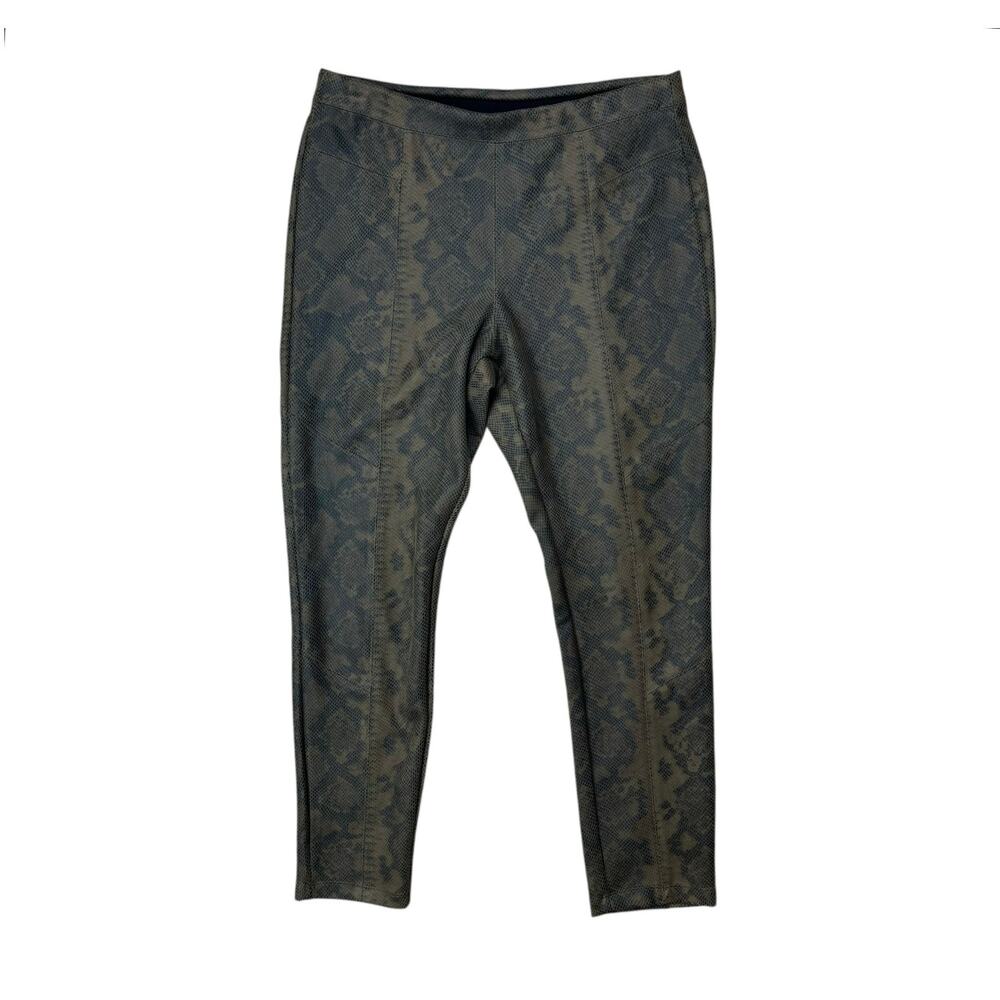 Philosophy NWT Olive Brown Snakeskin Print Faux Leather Pull On Skinny Pants